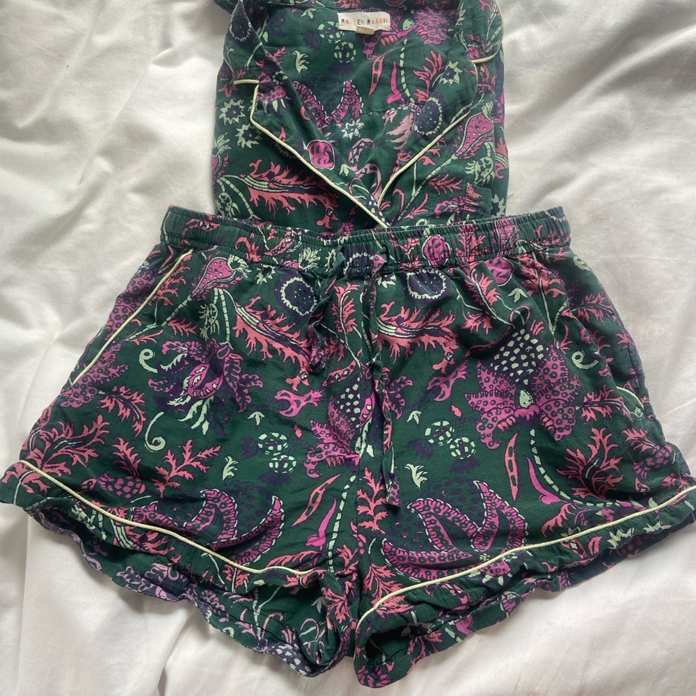 Roller Rabbit Green and Pink Floral Pajamas